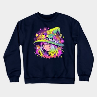 Cute Neon Witch Crewneck Sweatshirt